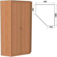 Несимметричный угловой шкаф со штангой и полками №403